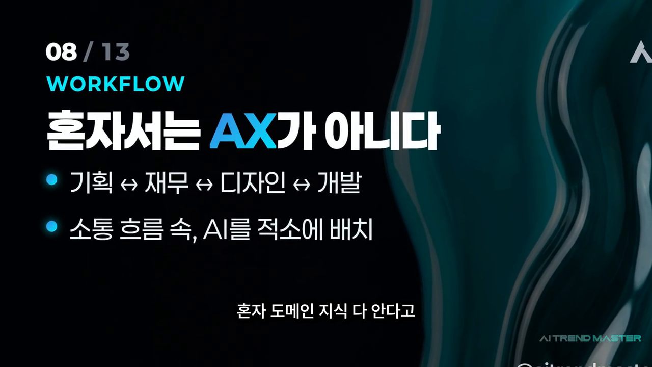 '혼자서는 AX가 아니다 — 기획↔재무↔디자인↔개발, 소통 흐름 속 AI를 적소에 배치'
